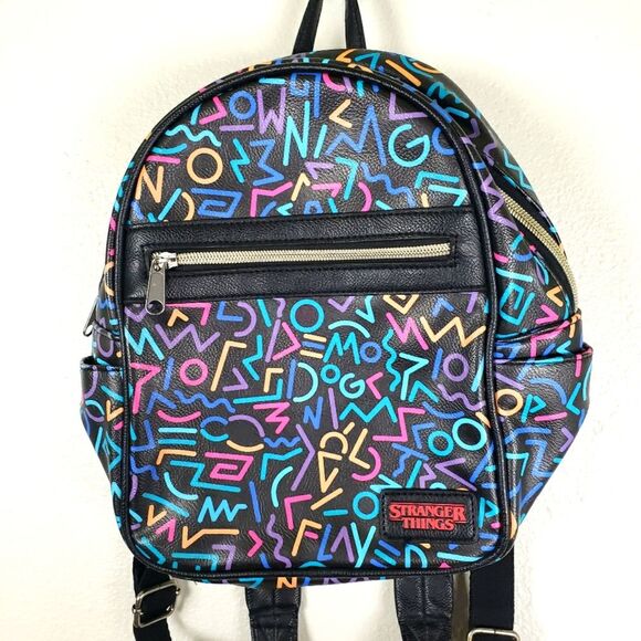 Stranger Things Loungefly Vintage 90's Neon Light Mini Zip Up Back Pack - Picture 2 of 9